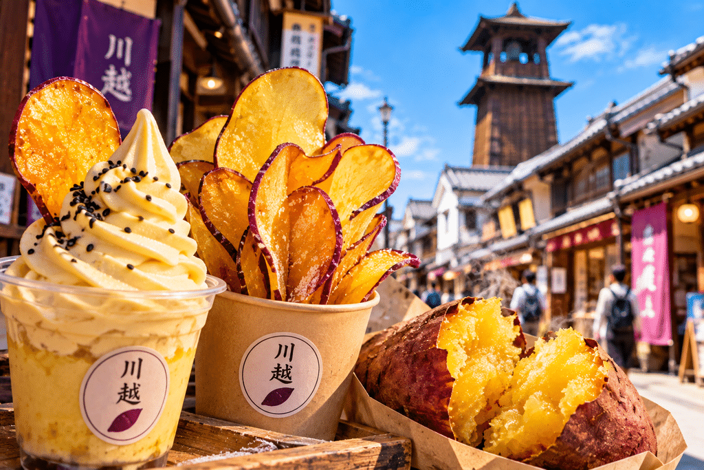 Sweet potato street food in Kawagoe, Japan