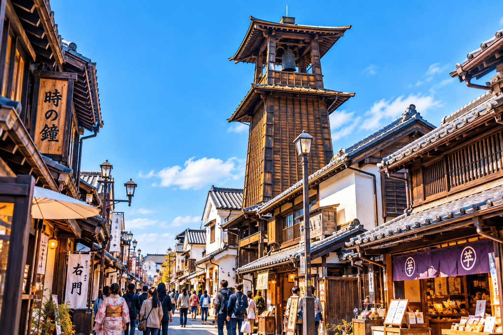 Toki no Kane bell tower and traditional streets in Kawagoe