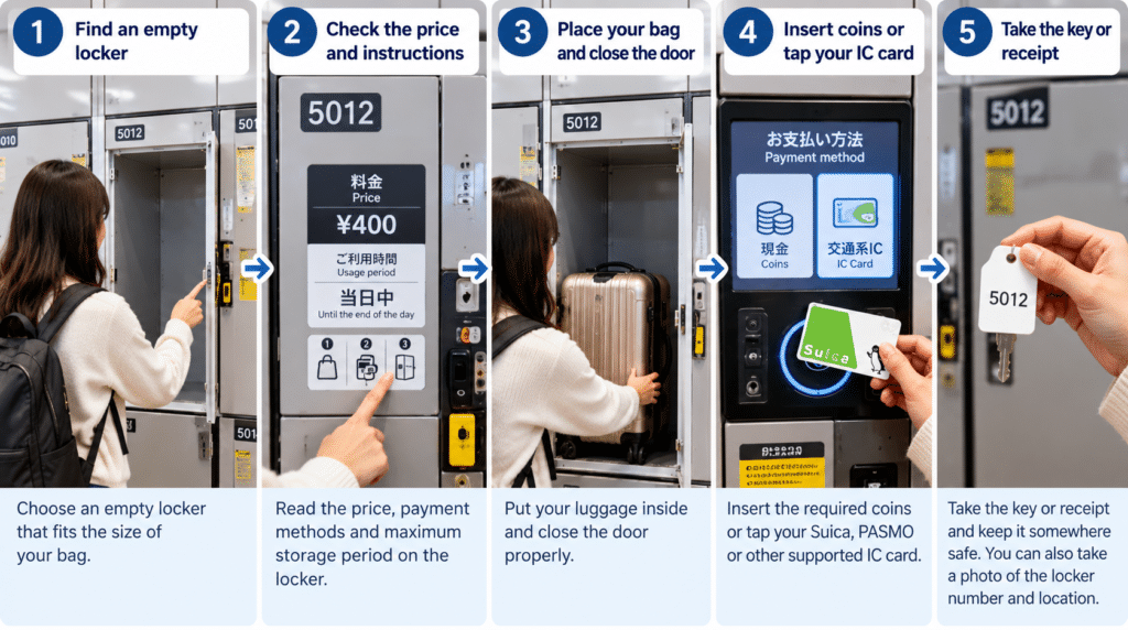 how to use coin lockers step by step