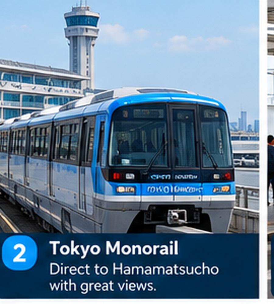 Tokyo Monorail travel illustration for Haneda Airport passengers