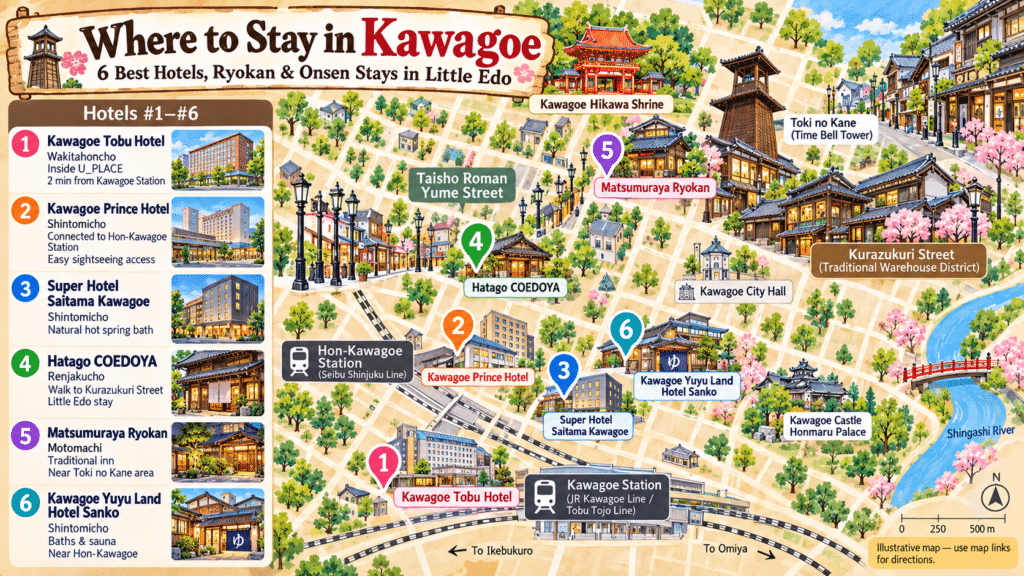 Where to stay in Kawagoe Hotel Map